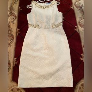 Alberto Makali White & Gold Dress ~ Perfect for Church or Weddings! Classy!